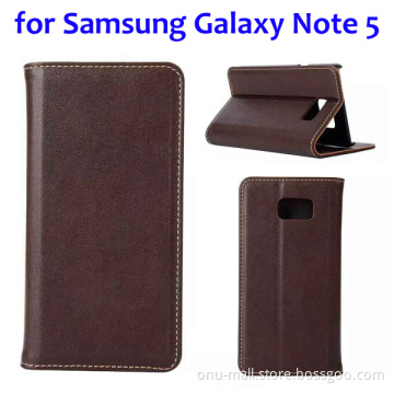 Hot Selling Flip Genuine Leather Case Cover for Samsung Galaxy Note 5
